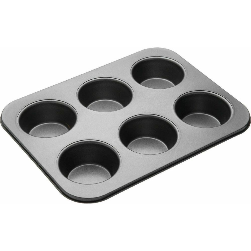 HAZEL Non-Stick 6 Cavity Muffin Tray, Black
