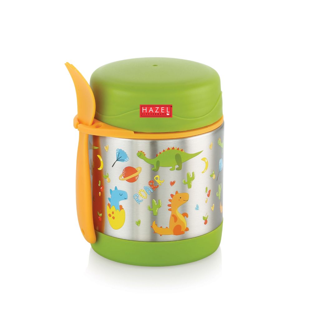 HAZEL Vaccupot Thermos Soup Flask | Food Jar for Hot and Cold Food for Toddlers | Soup Flask | Thermos Food Flask | Kids Food Storage Traveling Box, 350 ML, Green