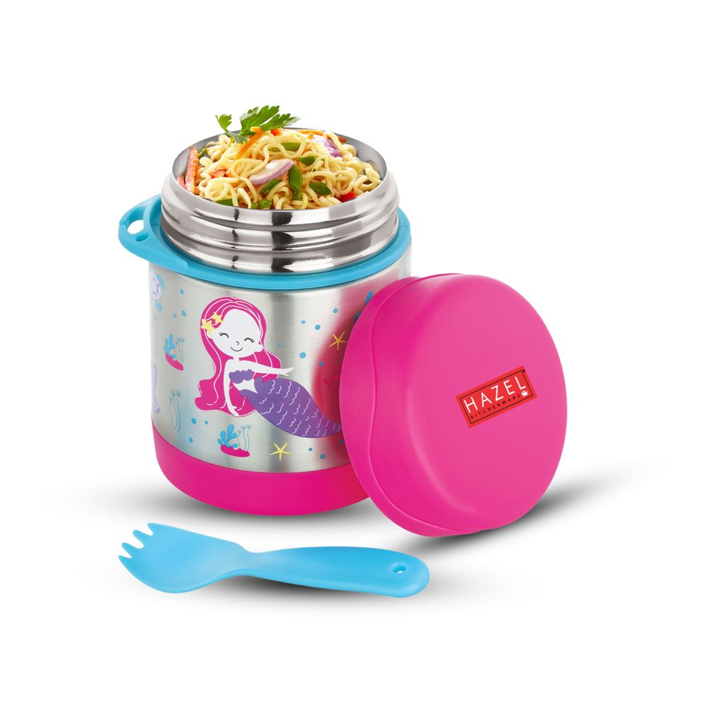 HAZEL Vaccupot Food Flask For Hot Food | Food Jar for Hot and Cold Food for Toddlers | Soup Flask | Thermos Food Flask | Kids Food Storage Traveling Box, 350 ML, Pink