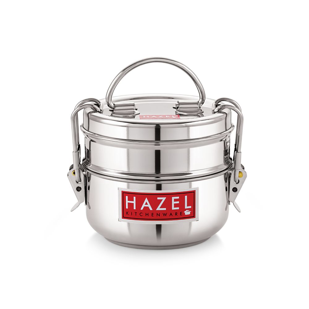 HAZEL Stainless Steel 2 Containers with Locking Clip Tiffin, 450 ML