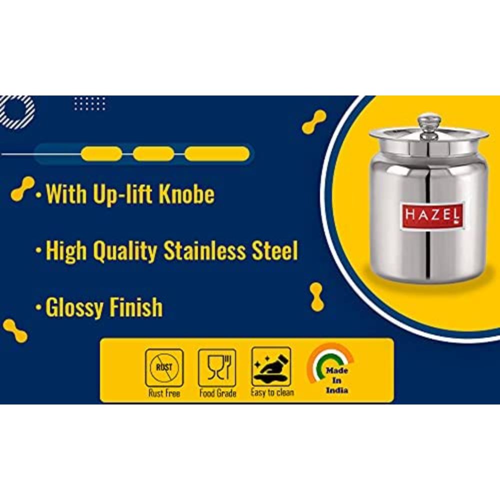 HAZEL Stainless Steel Oil / Ghee Storage Container, 600 ml, Silver