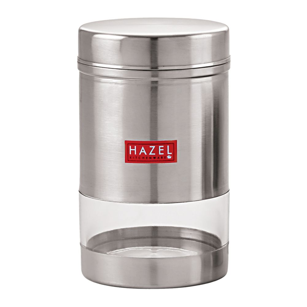 HAZEL Stainless Steel Kitchen Container I Transparent Kitchen Container with Matt Finish I Multipurpose Storage Box for Kitchen Container| See Through Container For Grocery Snacks, 1 Pc, 1200 ml