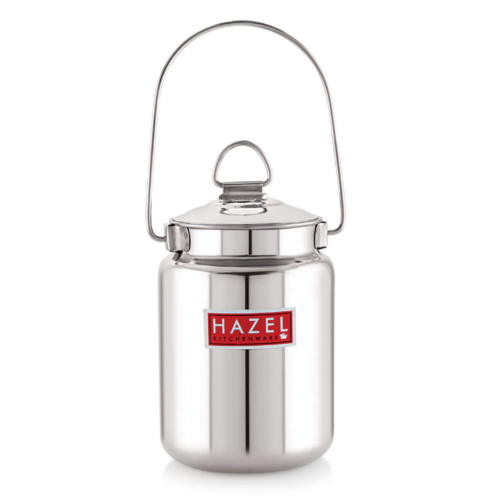 HAZEL Stainless Steel Plain Barani, Milk, Ghee, Oil Multipurpose Container, 3 Ltr, Silver