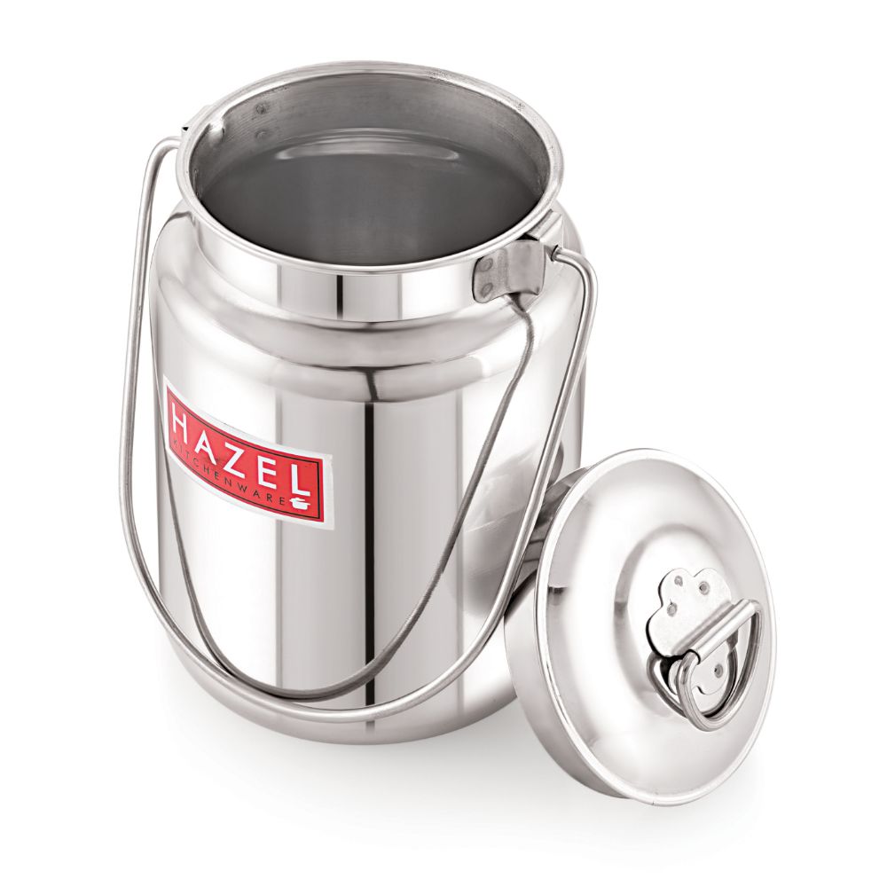 HAZEL Stainless Steel Ghee Oil Milk Container for Kitchen | Multipurpose Oil Container | Capacity of 5000 ml, Silver