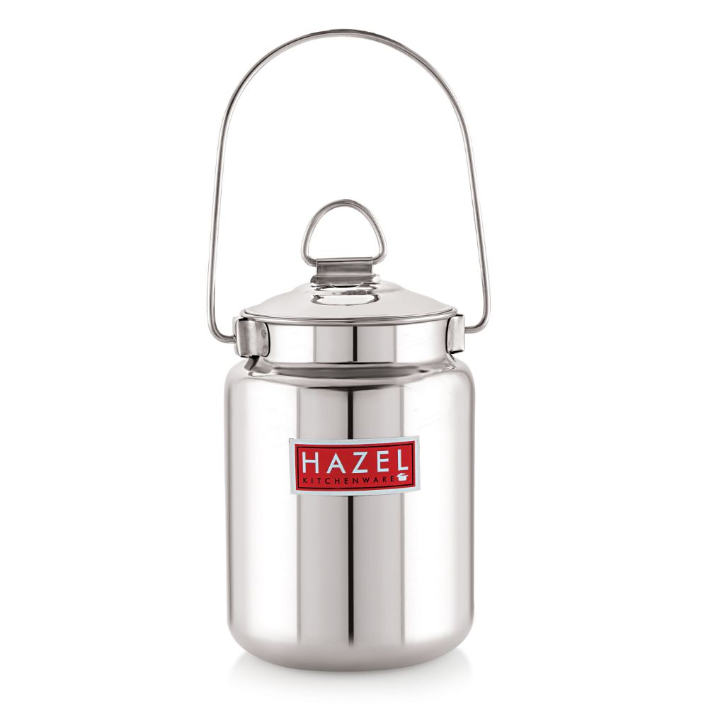 HAZEL Stainless Steel Ghee Oil Milk Container for Kitchen | Multipurpose Oil Container | Capacity of 5000 ml, Silver