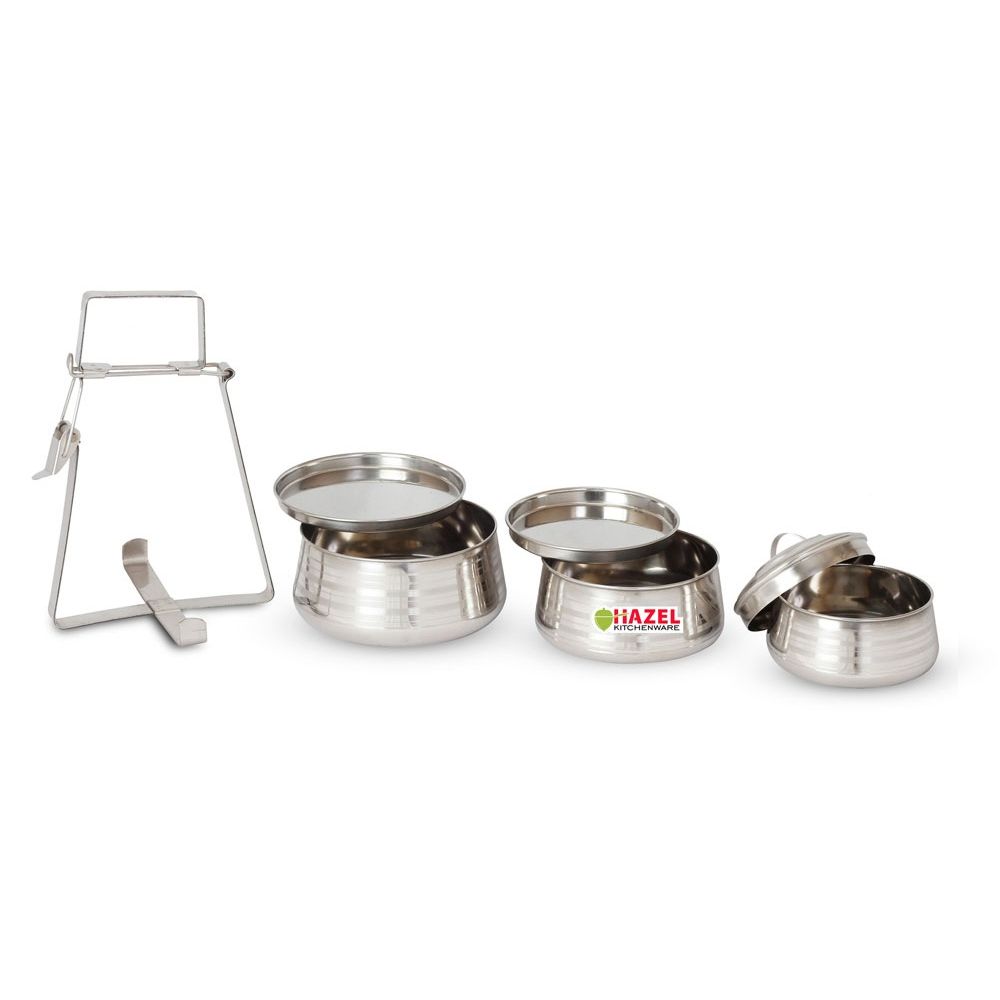 HAZEL Steel Tiffin Pyramid - 3 containers set