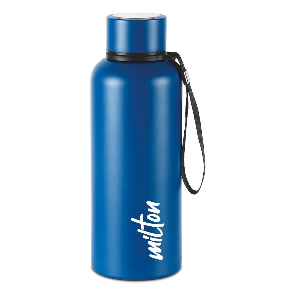 Milton Aura 750 Thermosteel Bottle, 750 ml, Dark Blue | 24 Hours Hot and Cold | Easy to Carry | Rust & Leak Proof | Tea | Coffee | Office| Gym | Home | Kitchen | Hiking | Trekking | Travel Bottle
