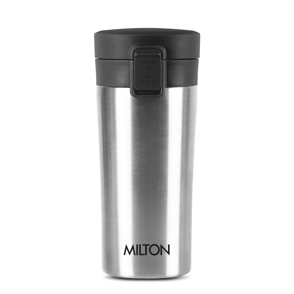 Milton Coffee Mug Thermosteel Hot or Cold Insulated Flask, 300 ml, Silver | Leak Proof | Rust Proof | Tea Mug | Soup Flask | Juice Mug | Water Flask | Easy Grip | Easy to Carry