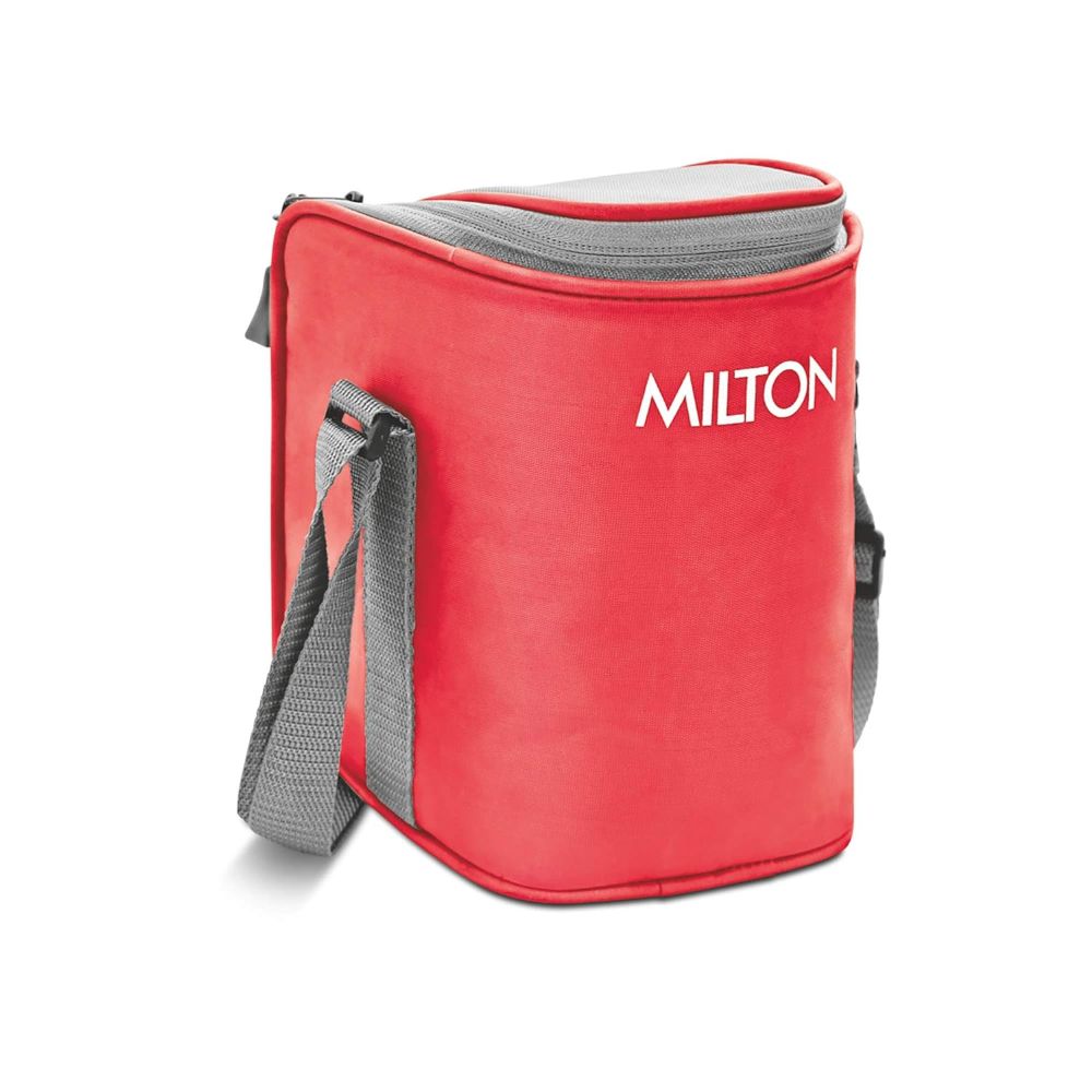 Milton Cube 3 Stainless Steel Tiffin Lunch Box, 300 ml each container, Red