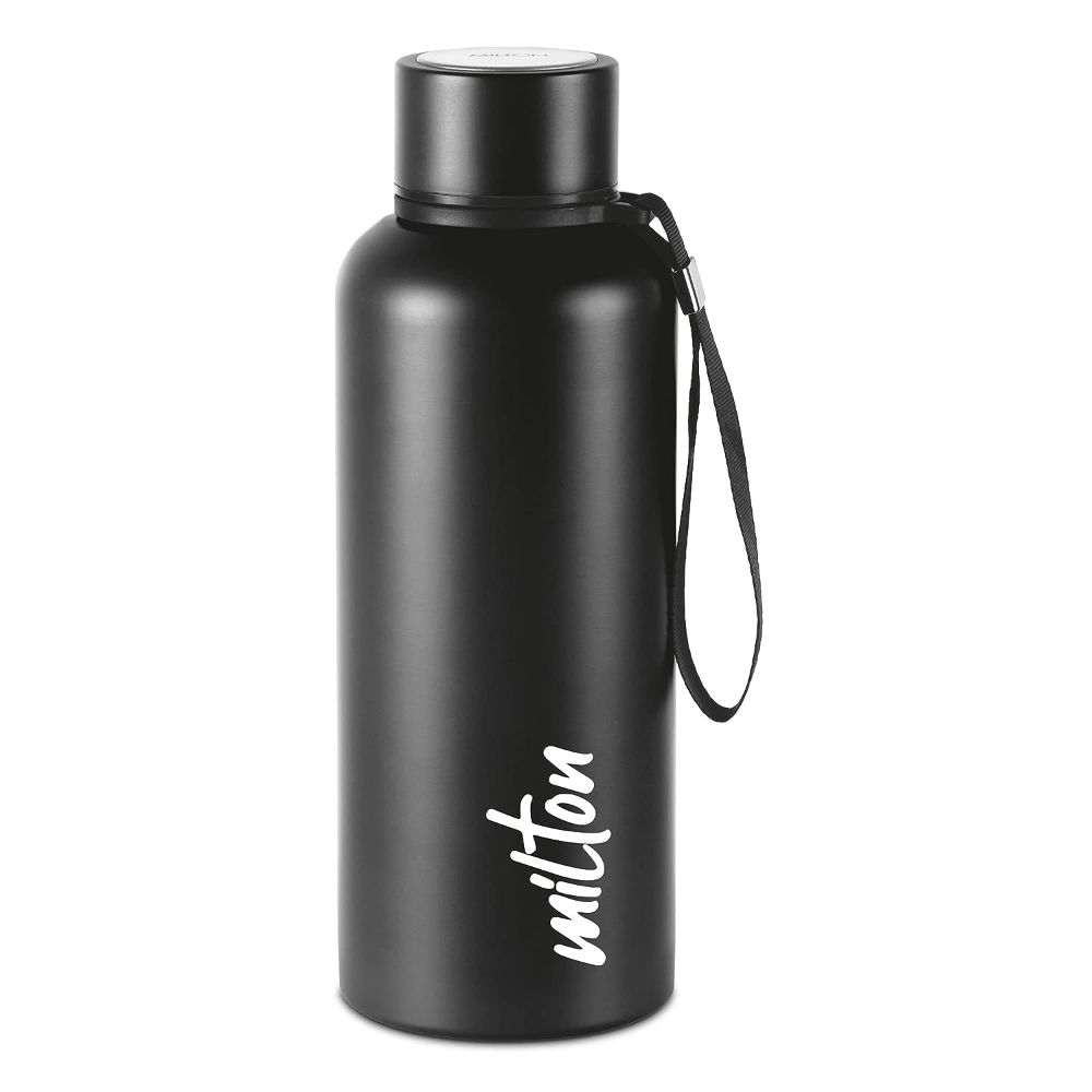Milton Aura 750 Thermosteel Bottle, 750 ml, Black | 24 Hours Hot and Cold | Easy to Carry | Rust Proof | Leak Proof | Tea | Coffee | Office| Gym | Home | Kitchen | Hiking | Trekking | Travel Bottle