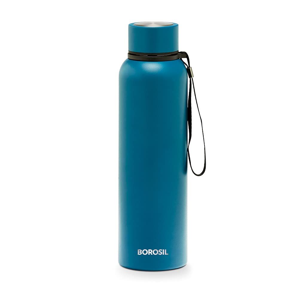 Borosil Trek Insulated Water Bottle, Stainless Steel Bottle with Double Wall Vacuum Insulation, 20 Hours Hot & 24 Hours Cold, for Everyday Use, 700 ml
