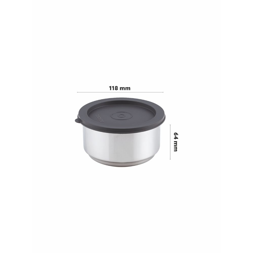 Borosil Carry Fresh Stainless Steel Insulated 2 pc Containers Lunch box With Vertical Bag, 280 ML