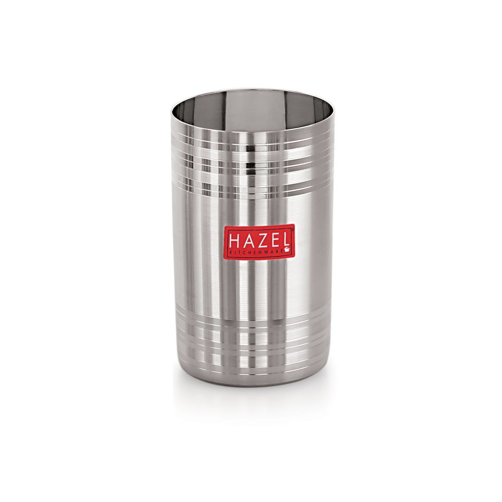 HAZEL Stainless Steel Glass for Drinking Water | Unbreakable Glass Set of 1 with Glossy Finish Design & Dishwasher Safe, 450 ML