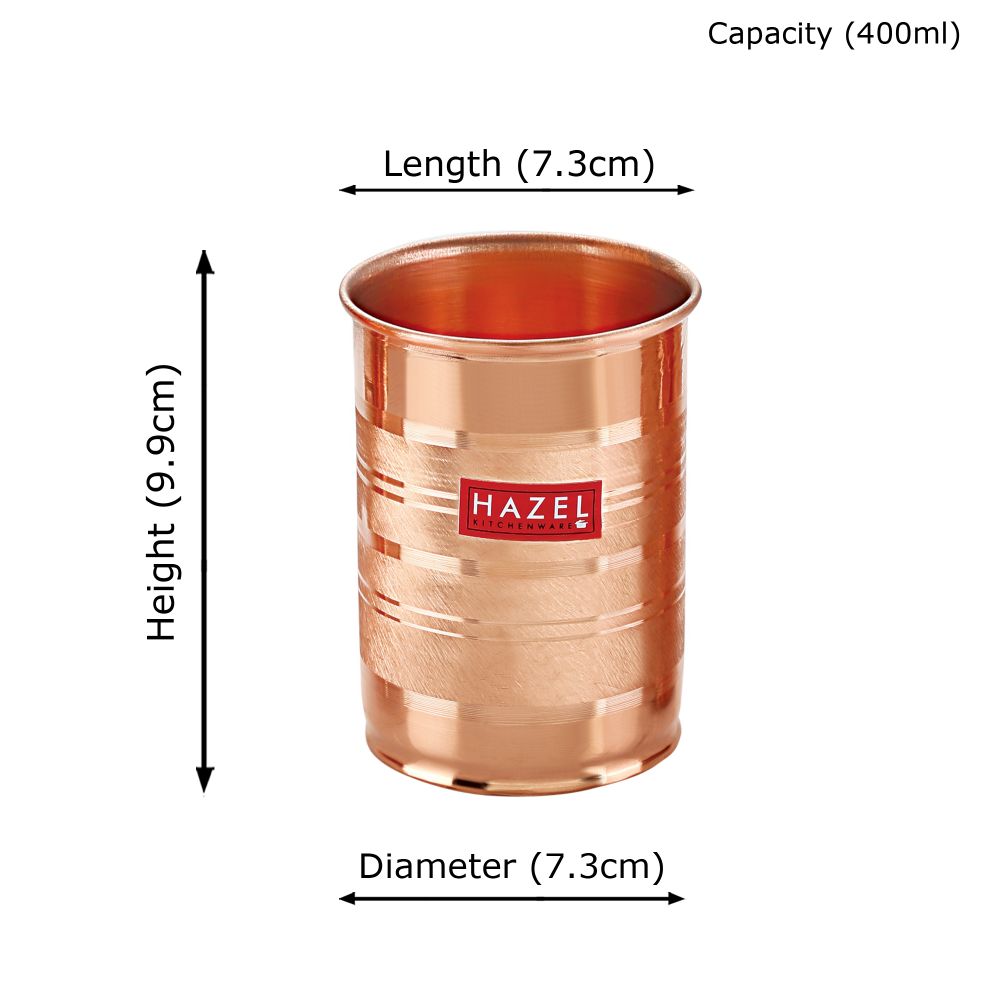 HAZEL Designer Copper Glass Tumbler, 400 ML
