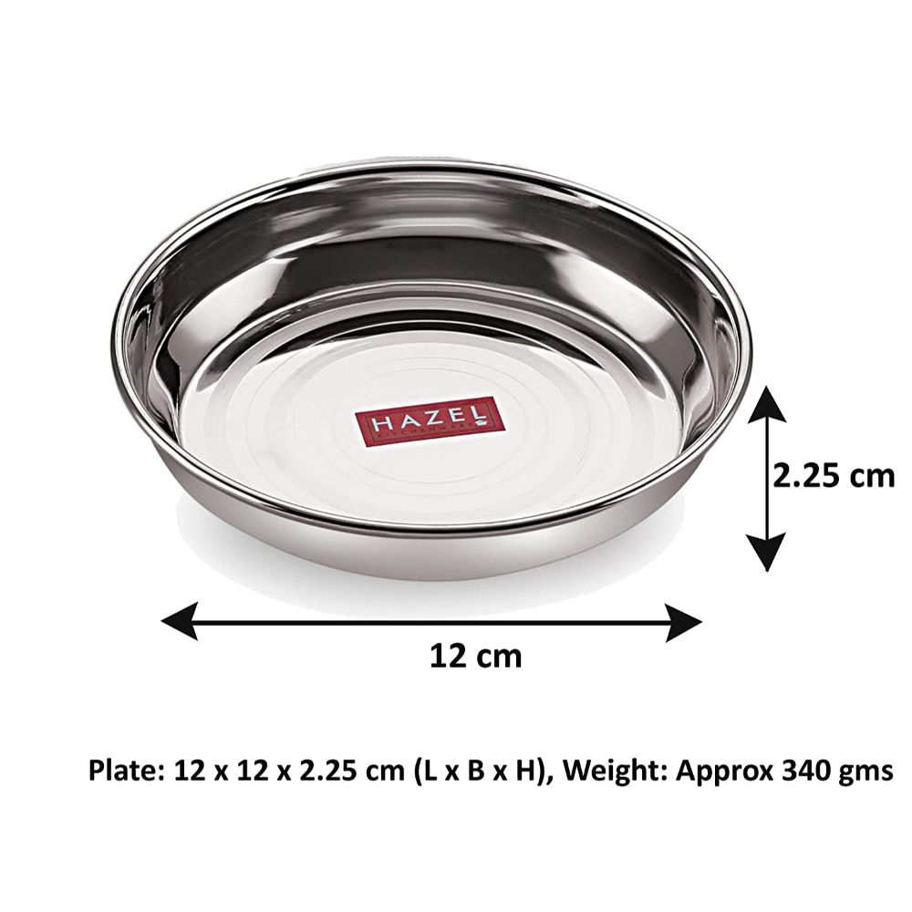 HAZEL Designer Steel Dishes / Plates - 6 Pcs Set - Medium - B Halwa S6 - NAE268