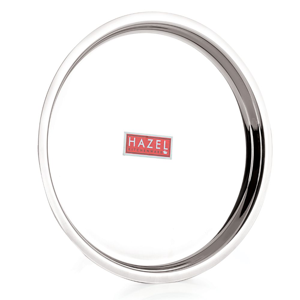 HAZEL Stainless Steel Plates Set | Premium Mirror Finish Thali Set Stainless Steel | Heavy Gauge Steel Plates Set For Dinner & Lunch Set of 1, 23 cm