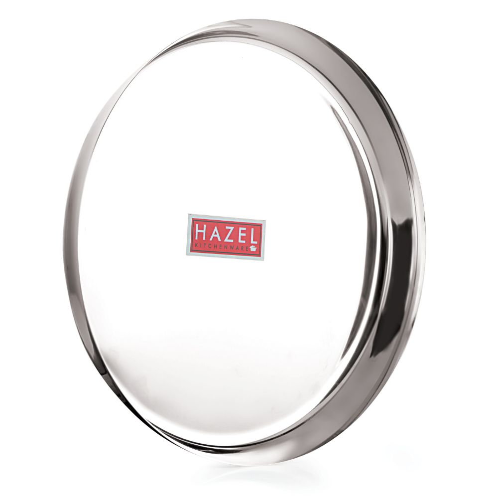 HAZEL Stainless Steel Plates Set | Premium Mirror Finish Thali Set Stainless Steel | Heavy Gauge Steel Plates Set For Dinner & Lunch Set of 1, 28 cm