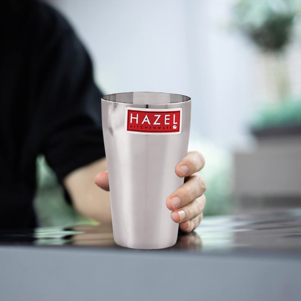 HAZEL Stainless Steel Plain Traditional Jumbo Water Lassi Glass, 750 ML