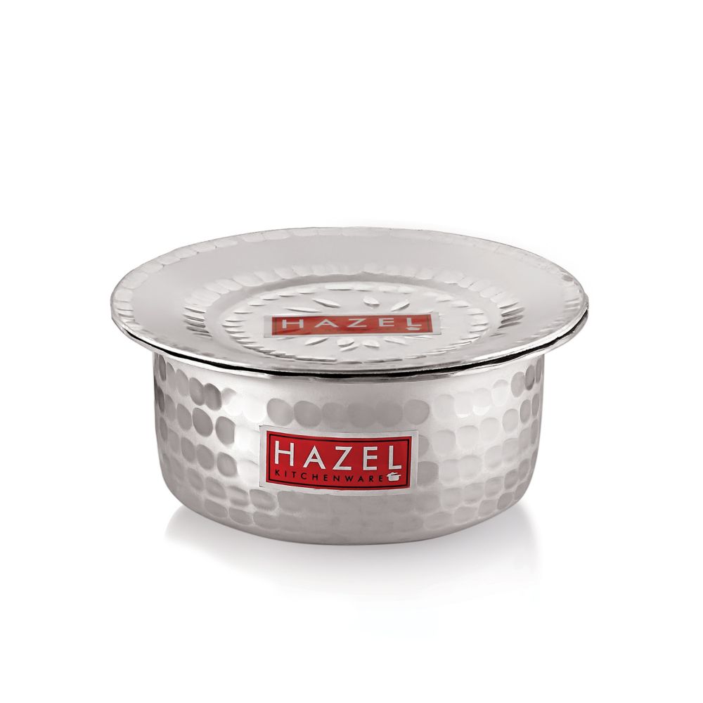 HAZEL Aluminium Hammered Tope Set with Lid I Patila Set of 3, 900 ML, 1.2L, 1.5L | Food-Grade Aluminium Kitchen Utensils for Traditional Indian Cooking I Utensils Set for Kitchen