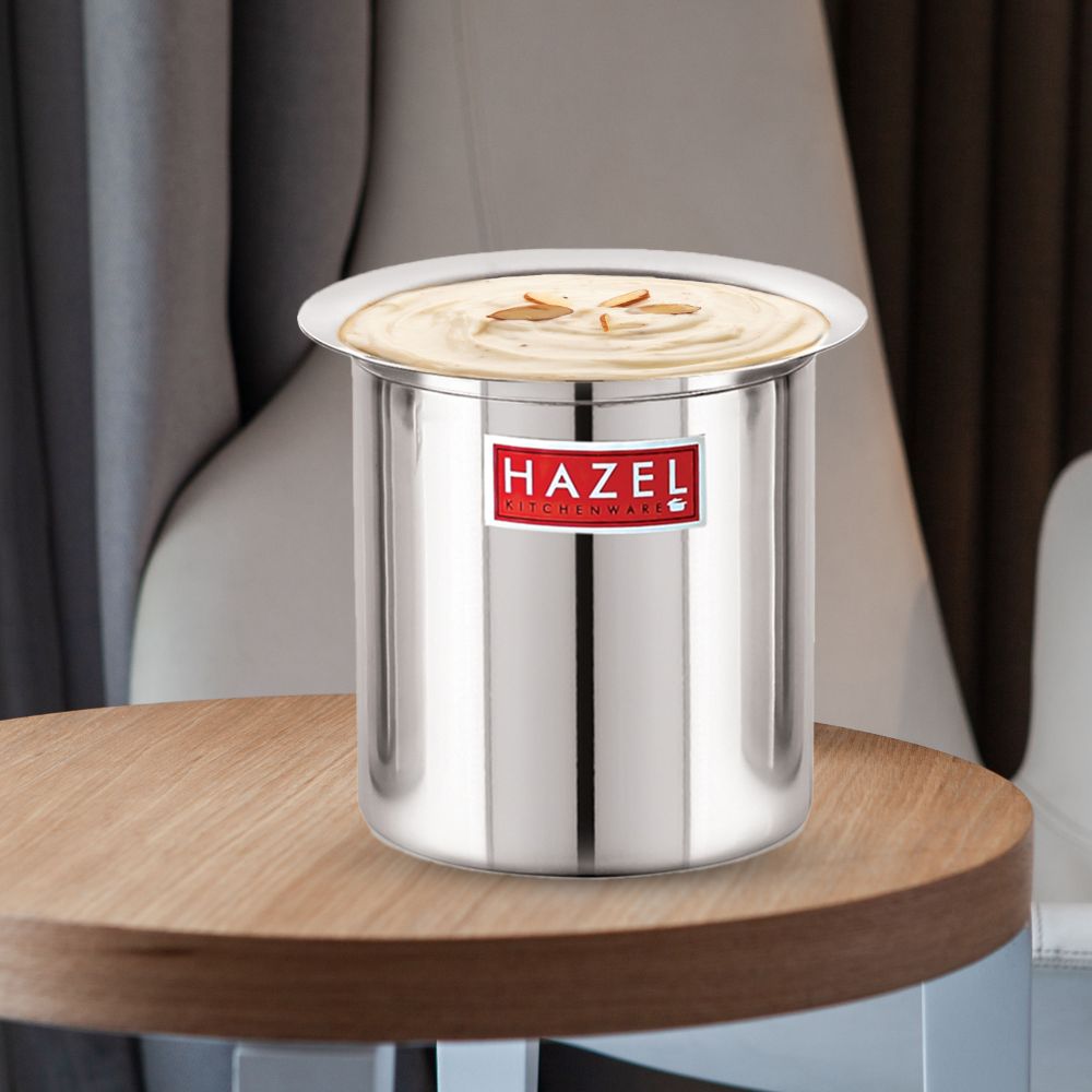 HAZEL Steel Milk Pot | Stainless Steel Milk Boiler Container | Milk Boiling Vessel Gunj for Kitchen, 3500 ML