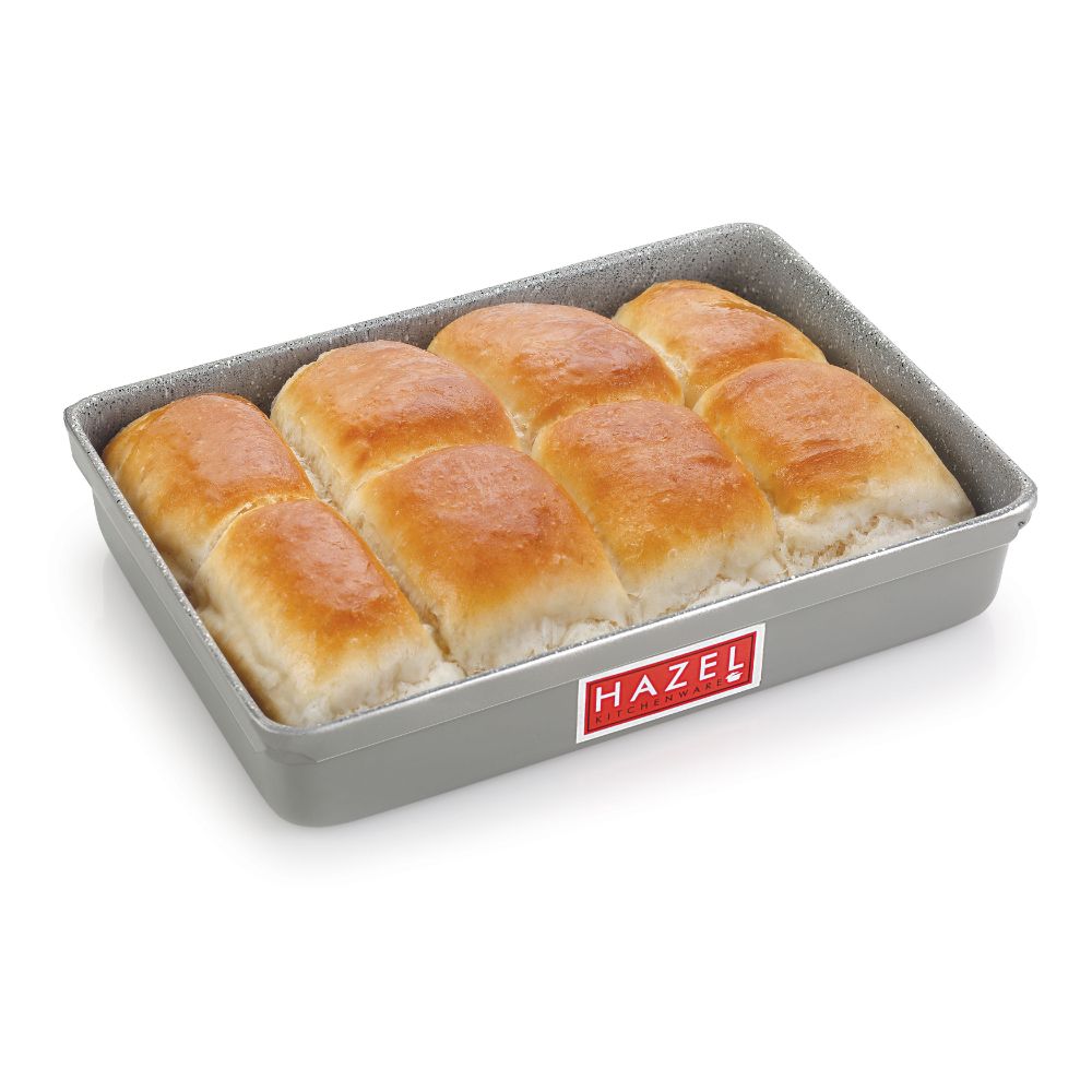 HAZEL Non Stick Bread Tray Microwave Oven OTG Aluminium Granite Finish Bakeware Baking Plate Pan, 2100 ML, Grey