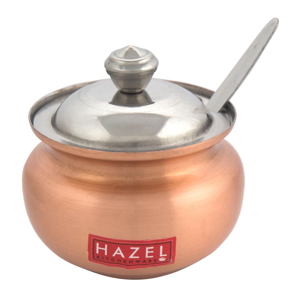 HAZEL Stainless Steel Copper Finish Oil Ghee Pot, 150 ml, Brown