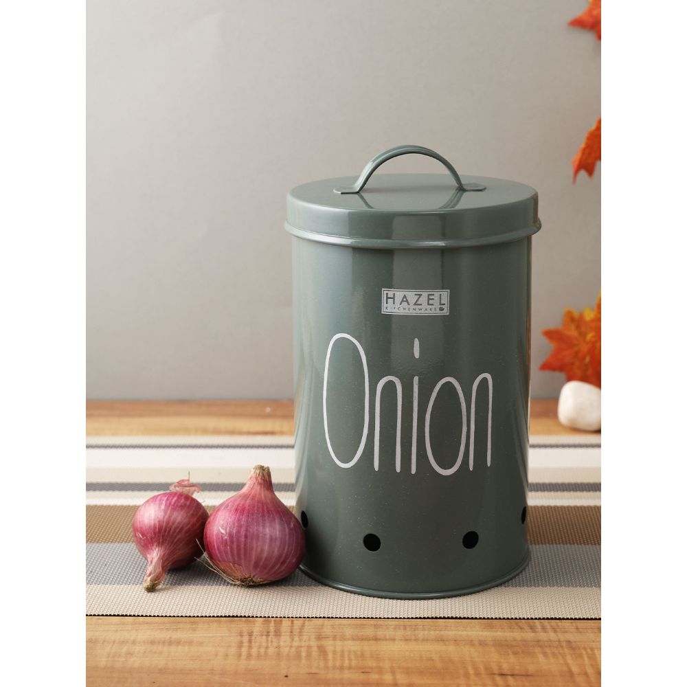 HAZEL Onion Storage Container For Kitchen | Container For Kitchen Storage | Food Grade Storage Container with Lid, 1.250 to 1.750 KG ML, Olive Green