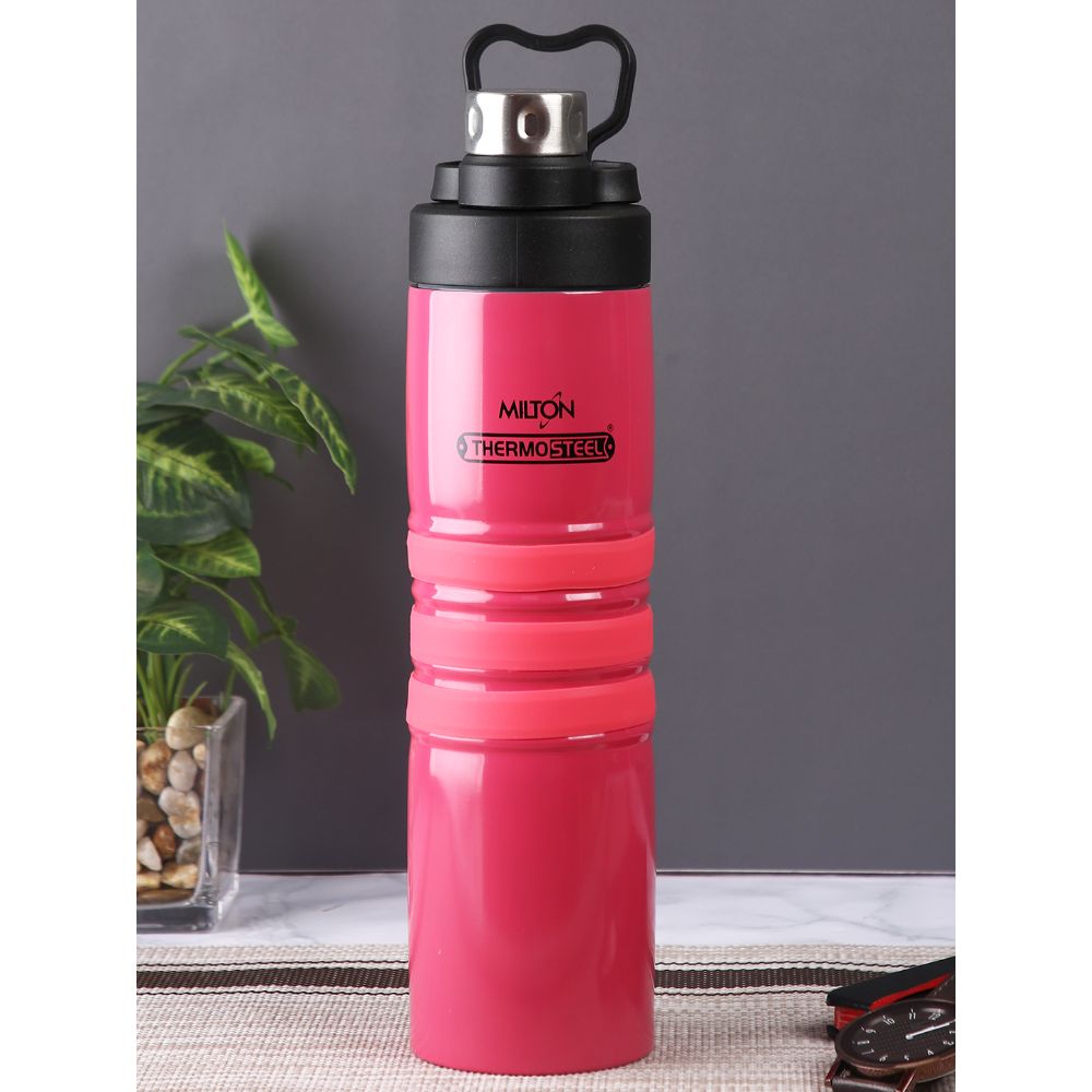 Milton Amigo-800 Thermosteel Water Bottle Hot & Cold Vacuum Insulated Flask, 660 ML, Dark Pink