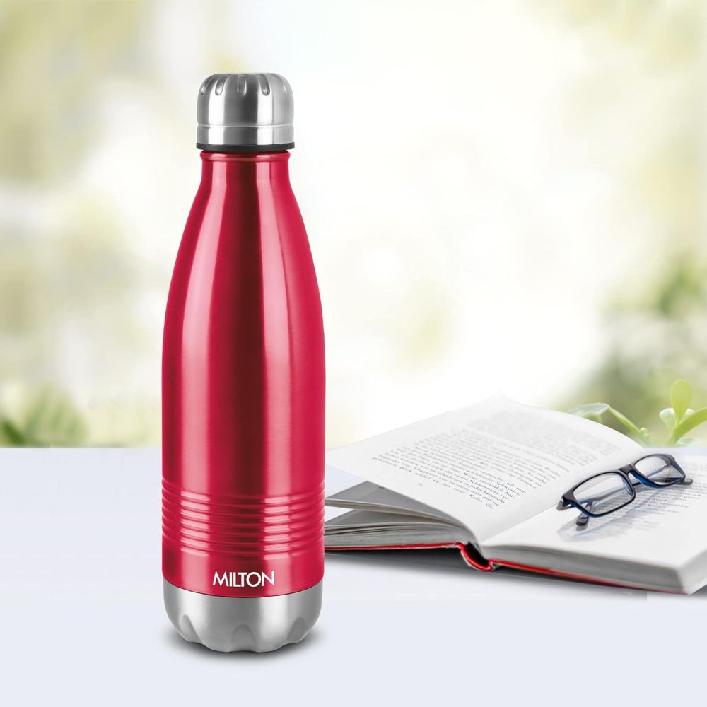 Milton Insulated Steel Bottles Thermosteel Duo Dlx,350 ml, Red
