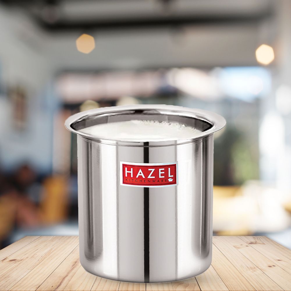HAZEL Steel Milk Pot | Stainless Steel Milk Boiler Container | Milk Boiling Vessel Gunj for Kitchen, 6000 ML