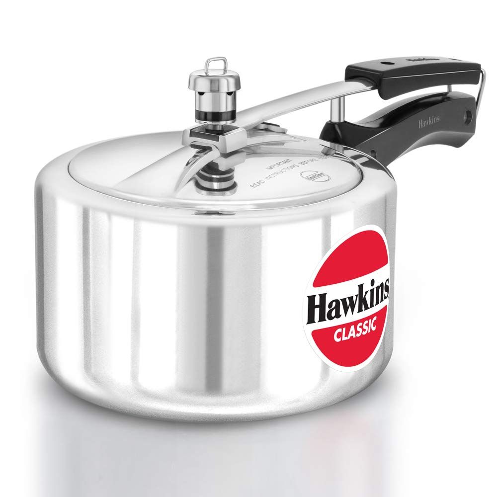 Hawkins Classic 3L (Wide) Aluminium Inner Lid Pressure Cooker (Silver)