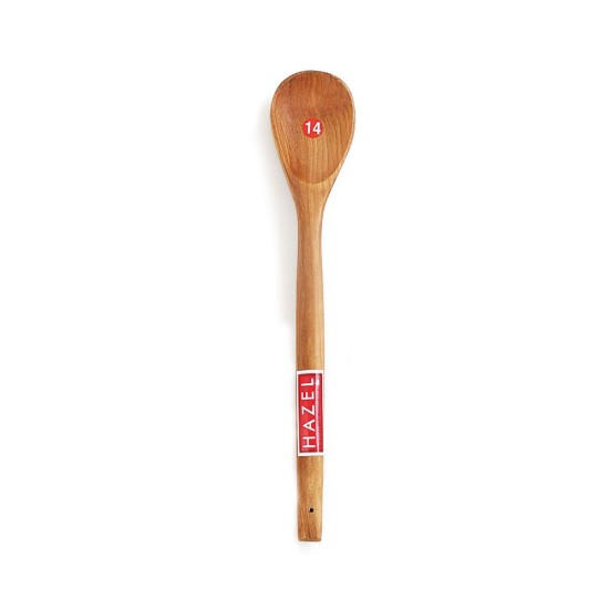 HAZEL Wooden Oval Spatula Scoup Non Stick One Piece Cooking Serving Spoon Kitchen Tools Utensil, Large Size