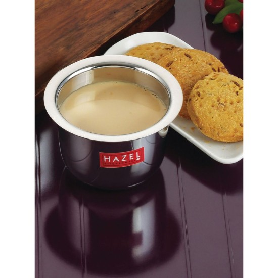 HAZEL Stainless Steel Tea Glasses Mini Traditional Design Coffee Milk Serving Glass Patra Pela, 9 cm, 100 ML, Silver