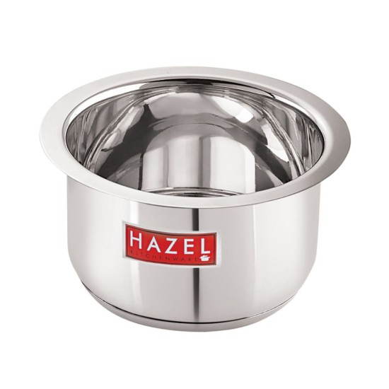 HAZEL Induction Bottom Tope Stainless Steel Heavy Base Thick Flat Bottom Patila Cookware Utensil for Kitchen, 13.5 cm, 1100 ML