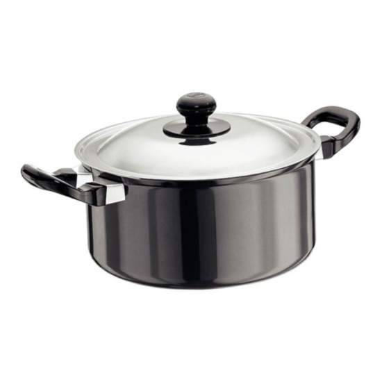 Hawkins Futura 3 Litre Cook n Serve Stewpot, Non Stick Pot with Stainless Steel Lid, Cooking Pot with Lid, Black (NST30)