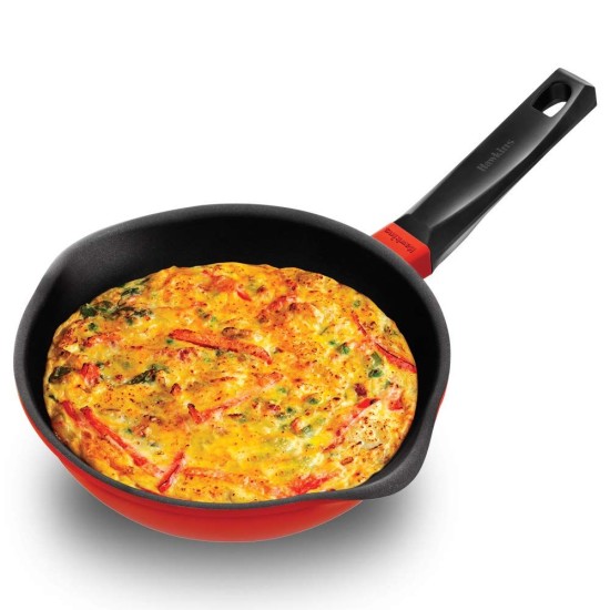 Hawkins 22 cm Frying Pan, Die Cast Non Stick Fry Pan, Ceramic Coated Pan, Induction Frying Pan, Small Frying Pan, Red (IDCF22)
