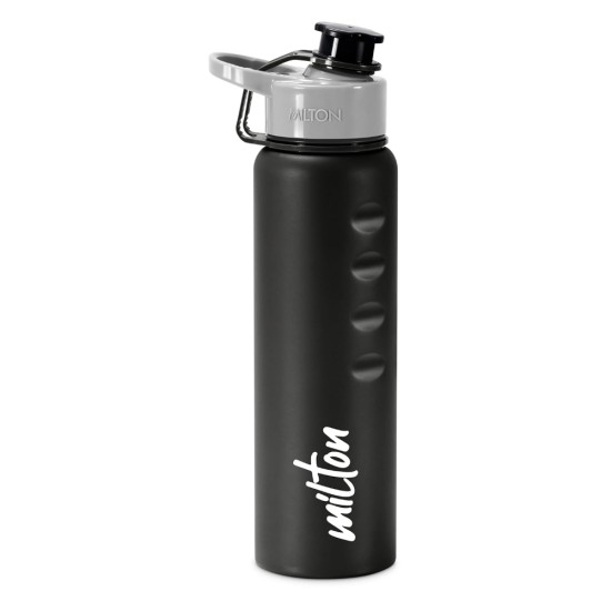 MILTON Gripper 1000 Stainless Steel Easy Grip Leak Proof Water Bottle, 920 ml, Black