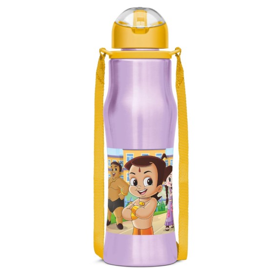 MILTON Sipmate 650 Chhota Bheem Stainless Steel Leak Proof Kids Sipper Water Bottle, 600 ml, Purple