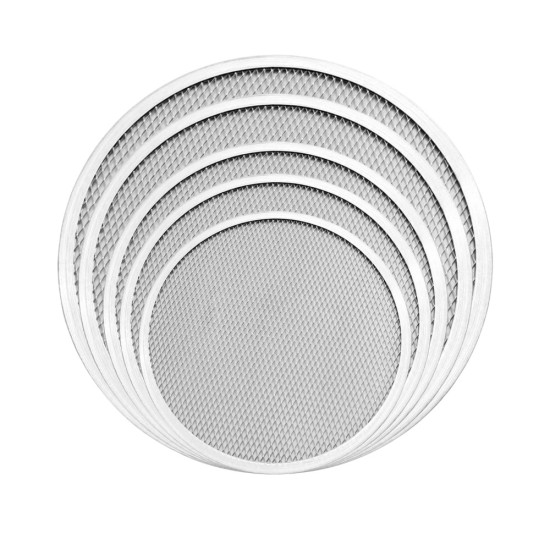 HAZEL Pizza Crust Screen Aluminum Tray | Set of 5 Round Mesh Pizza Pan for Crispy Crust (7 inch, 8 inch, 9 inch, 10 inch & 12 inch)