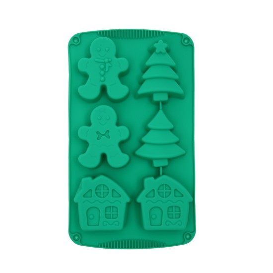 HAZEL Festive Silicone Molds: Gingerbread Men, Christmas Trees, and Cozy Houses for Holiday Baking Fun!