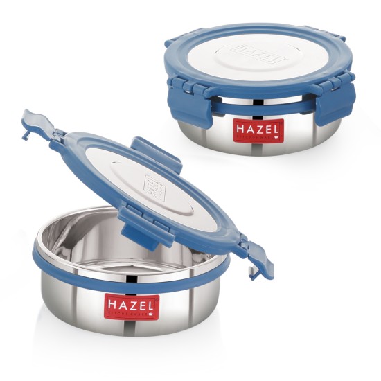 HAZEL Stainless Steel Storage Containers for Kitchen, Air Tight & Leak Proof, 360 Ml, Tiffin Box Set of 2